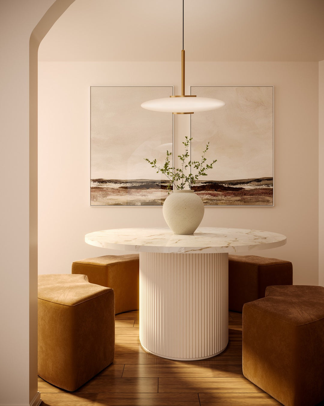 Kuzco Canada - PD37018-VB/GO-3WCCT-UNV - LED Pendant - Kyoto - Vintage Brass/Glossy Opal Glass