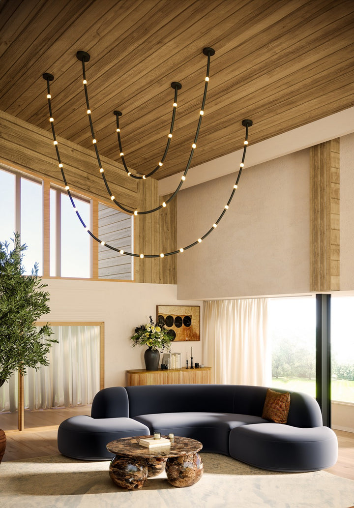 Kuzco Canada - PD39307-BK/OP-UNV-RT - LED Pendant - Corda - Black/Opal Glass