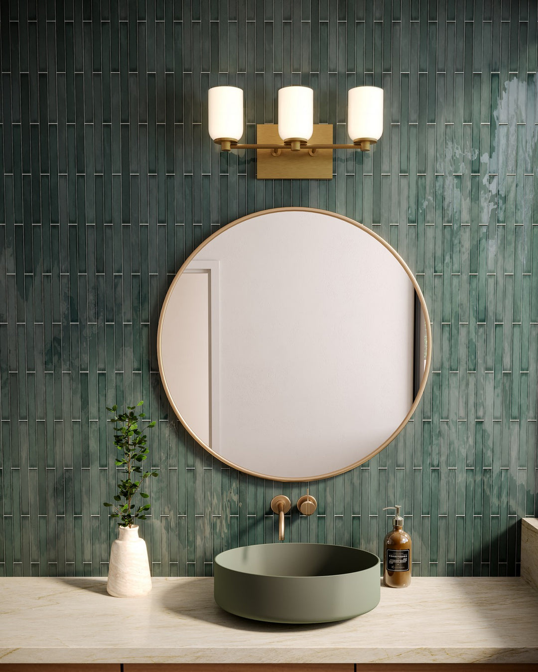Kuzco Canada - VL57718-BG/GO - Three Light Vanity - Nola - Brushed Gold/Glossy Opal Glass