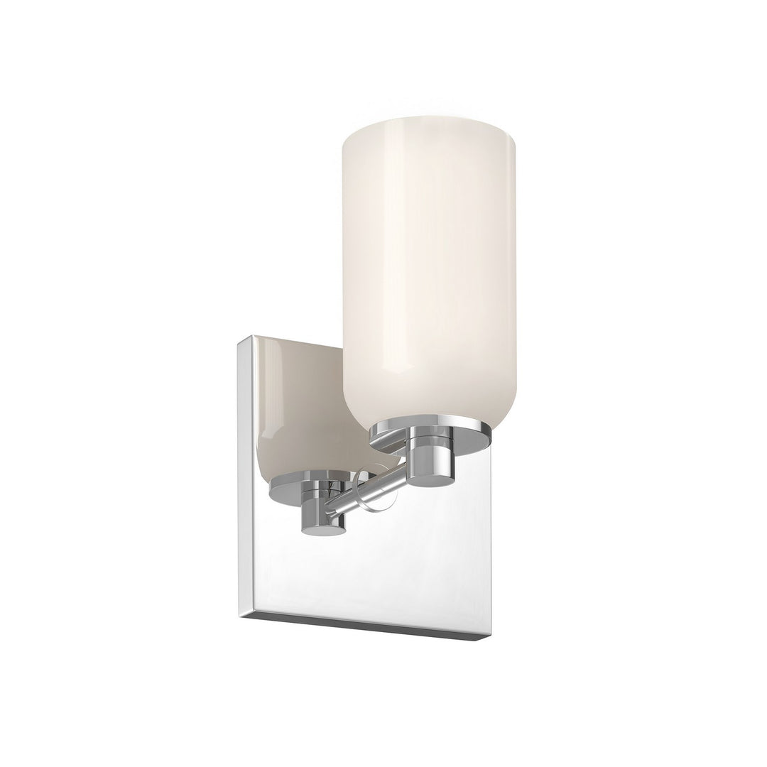 Nola One Light Wall Sconce in Chrome/Glossy Opal Glass - available from The Lighting Shoppe, trusted by Canadian homeowners
