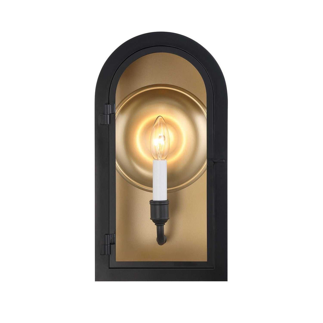 Grotto One Light Outdoor Wall Lantern in Matte Black with Vintage Gold Savoy House