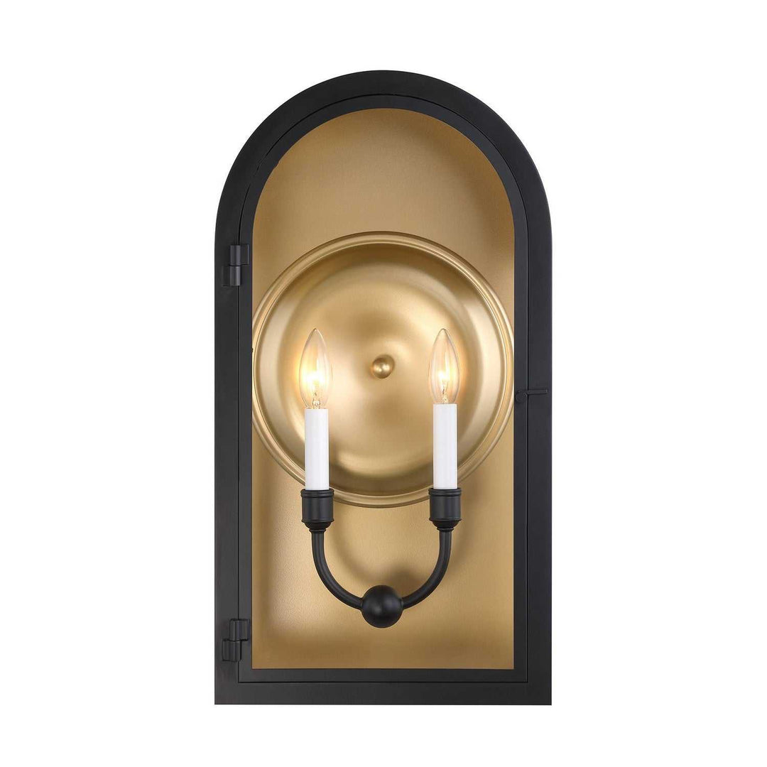 Grotto Two Light Outdoor Wall Lantern in Matte Black with Vintage Gold Savoy House