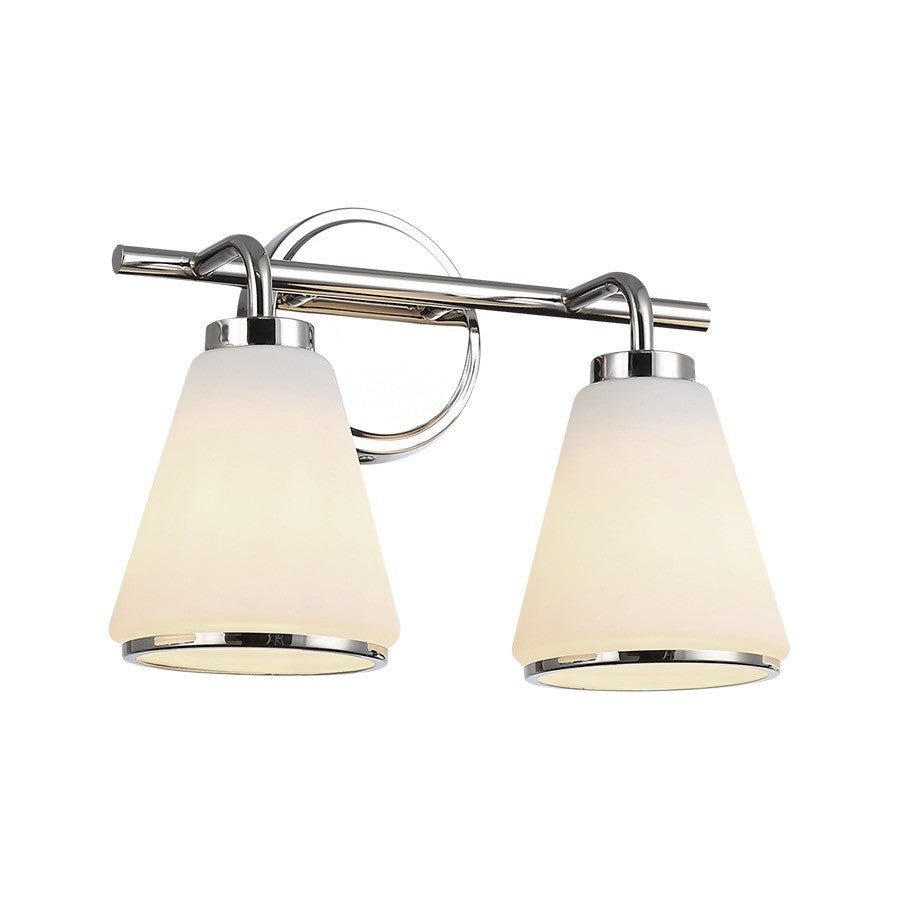 Zoey Two Light Bathroom Vanity in Polished Nickel - available from The Lighting Shoppe, trusted by Canadian homeowners