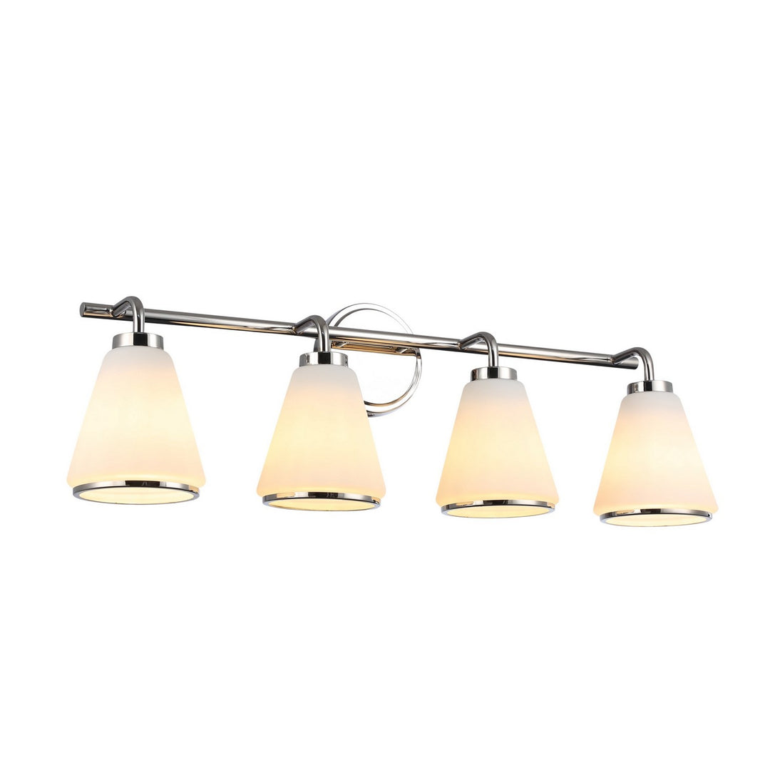 Zoey Four Light Bathroom Vanity in Polished Nickel - available from The Lighting Shoppe, trusted by Canadian homeowners