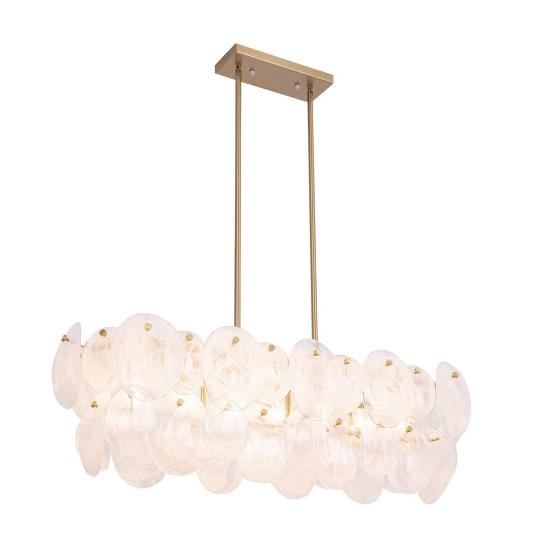 Lily Seven Light Island Pendant in Brushed Brass - available from The Lighting Shoppe, trusted by Canadian homeowners
