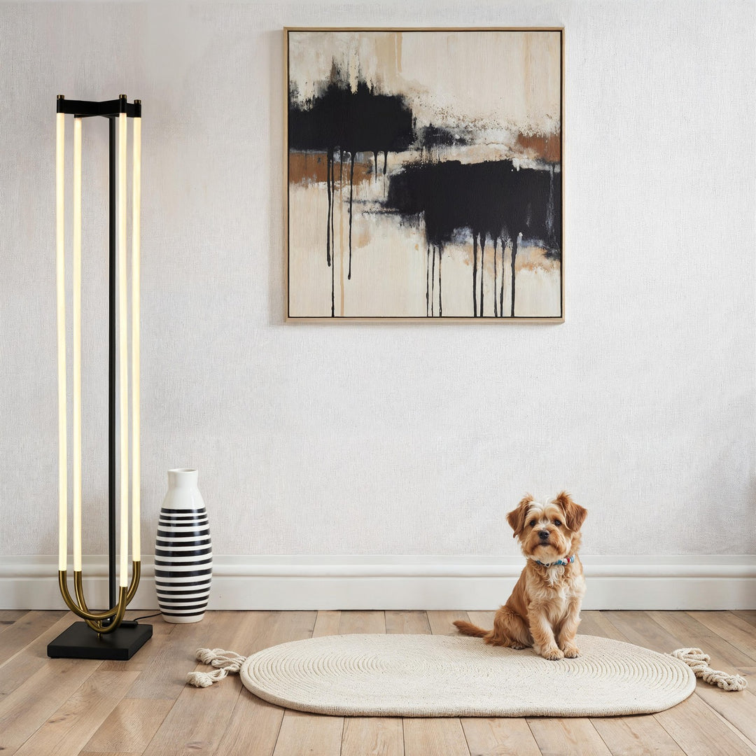 Artcraft Canada - AC6816BK - LED Floor Lamp - Cascata - Black, Brushed Brass