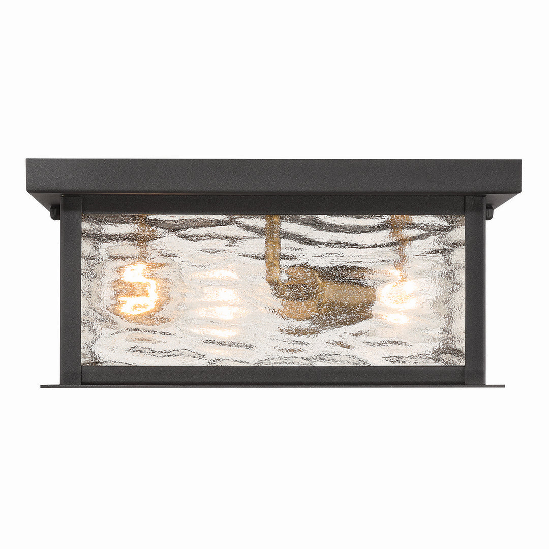 Estate Three Light Outdoor Flush Mount in Black, Brass - available from The Lighting Shoppe, trusted by Canadian homeowners