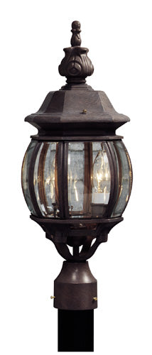 Classico Three Light Outdoor Post Mount in Rust - available from The Lighting Shoppe, trusted by Canadian homeowners