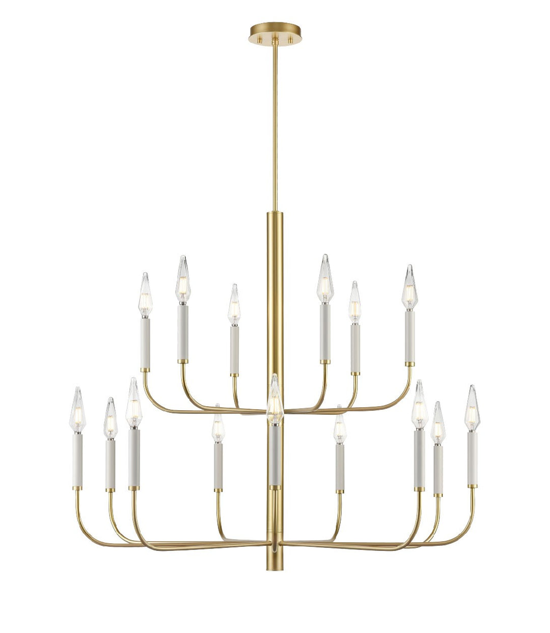 Olivia Chandelier in Multiple/Painted Satin Brass - available from The Lighting Shoppe, trusted by Canadian homeowners