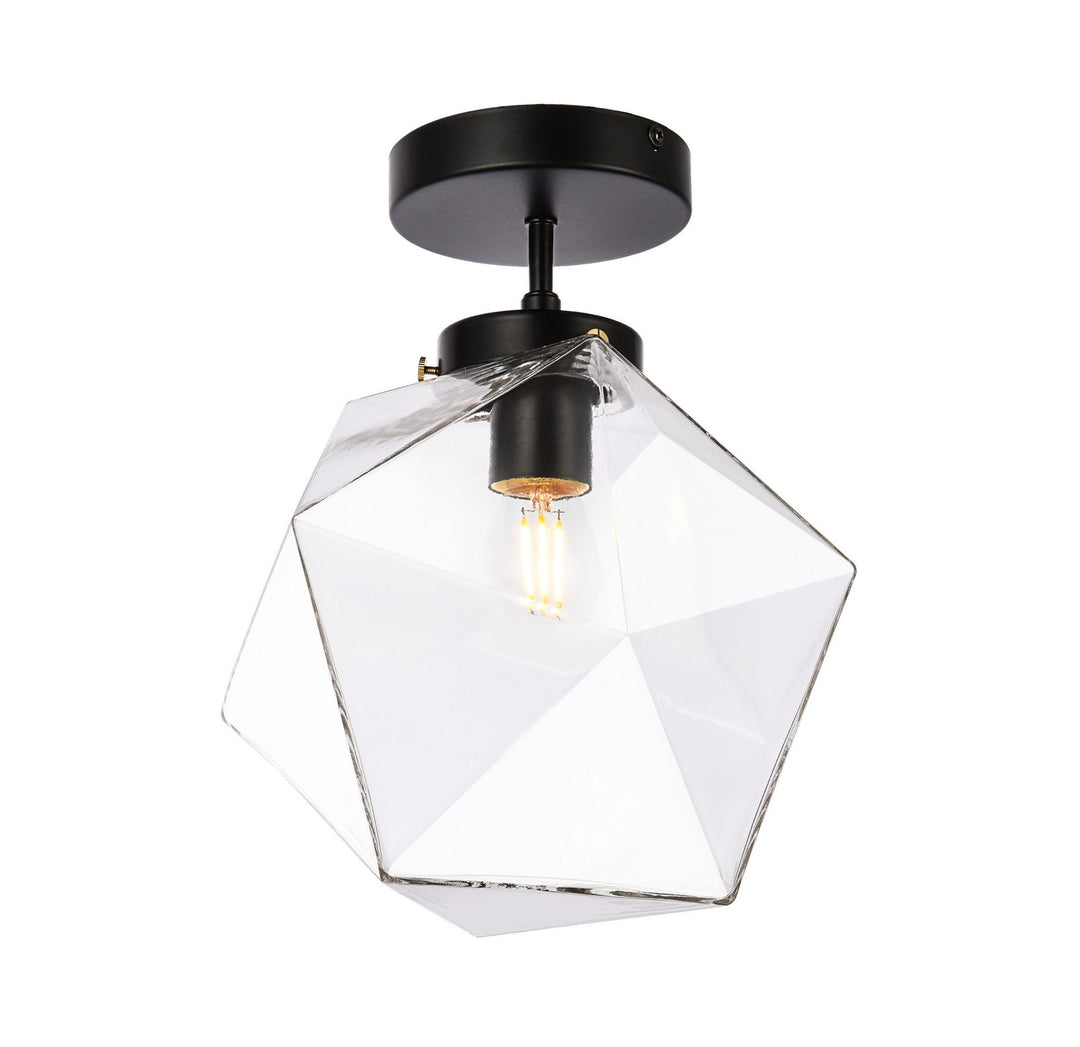 Elegant Lighting - LD2346BK - One Light Flush Mount - Lawrence - Black and Clear