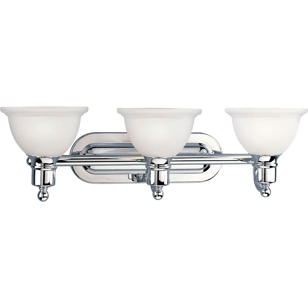 Madison Three Light Bath Bracket in Polished Chrome - available from The Lighting Shoppe, trusted by Canadian homeowners