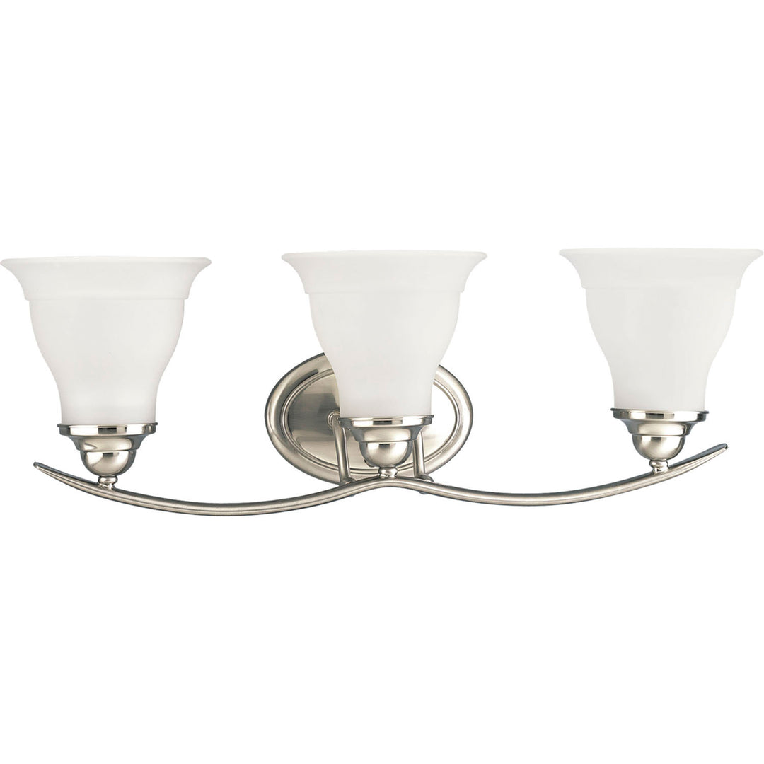 Trinity Three Light Bath Bracket in Brushed Nickel - available from The Lighting Shoppe, trusted by Canadian homeowners
