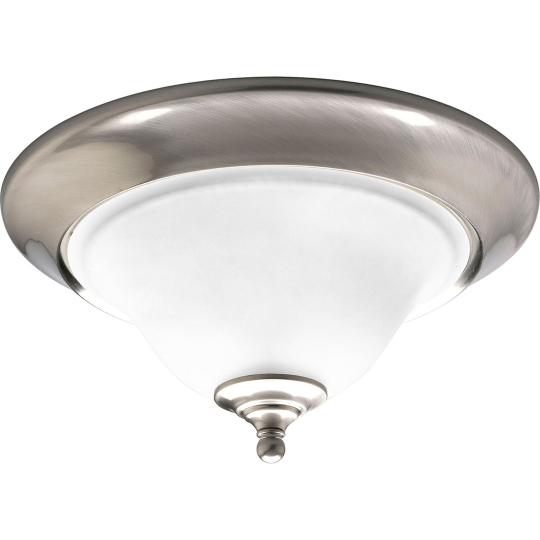 Trinity Two Light Flush Mount in Brushed Nickel - available from The Lighting Shoppe, trusted by Canadian homeowners