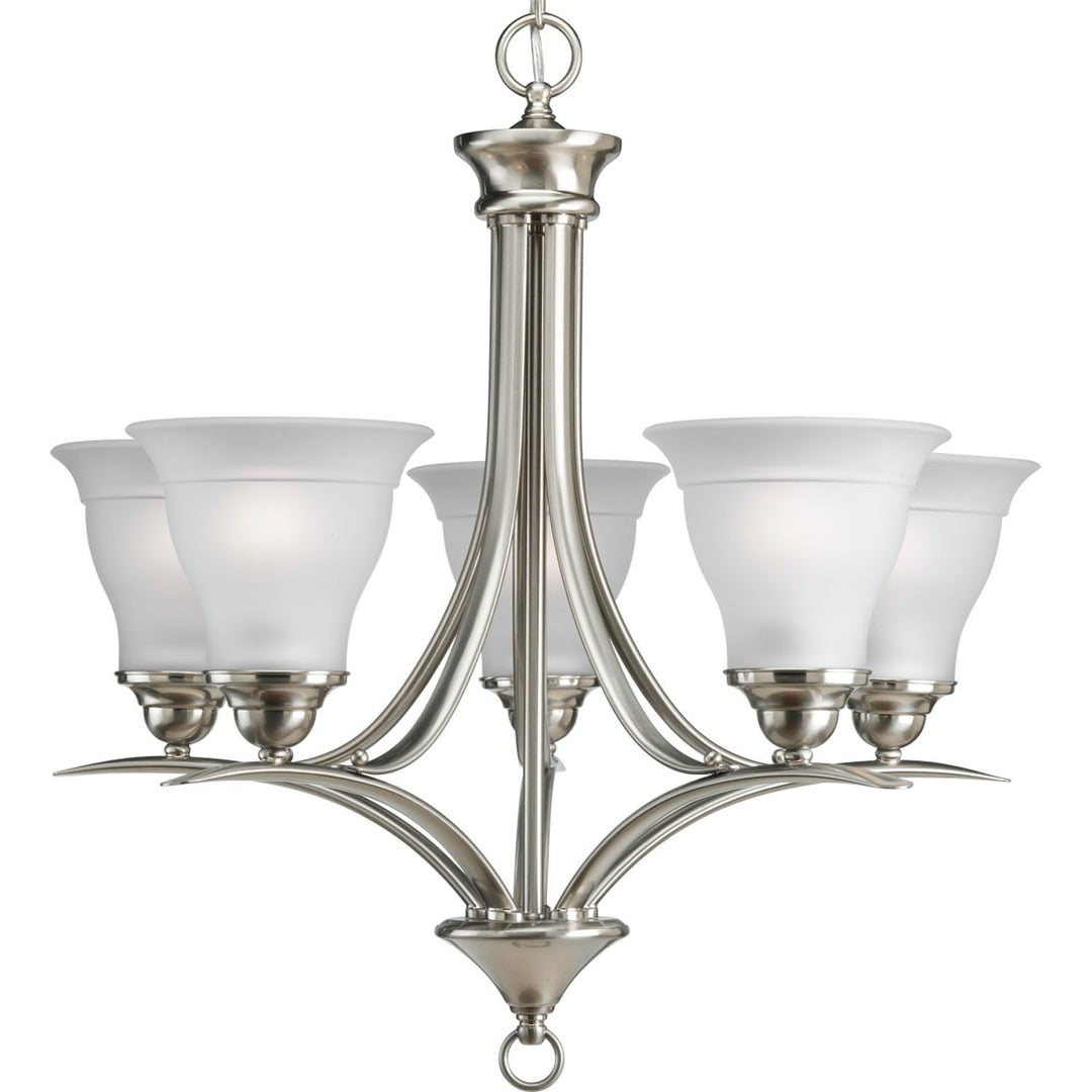Trinity Five Light Chandelier in Brushed Nickel - available from The Lighting Shoppe, trusted by Canadian homeowners