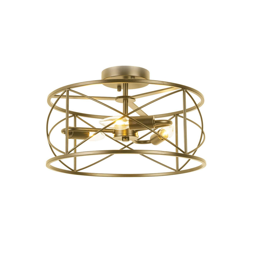 Calah Three Light Flush Mount in Aged Brass - available from The Lighting Shoppe, trusted by Canadian homeowners