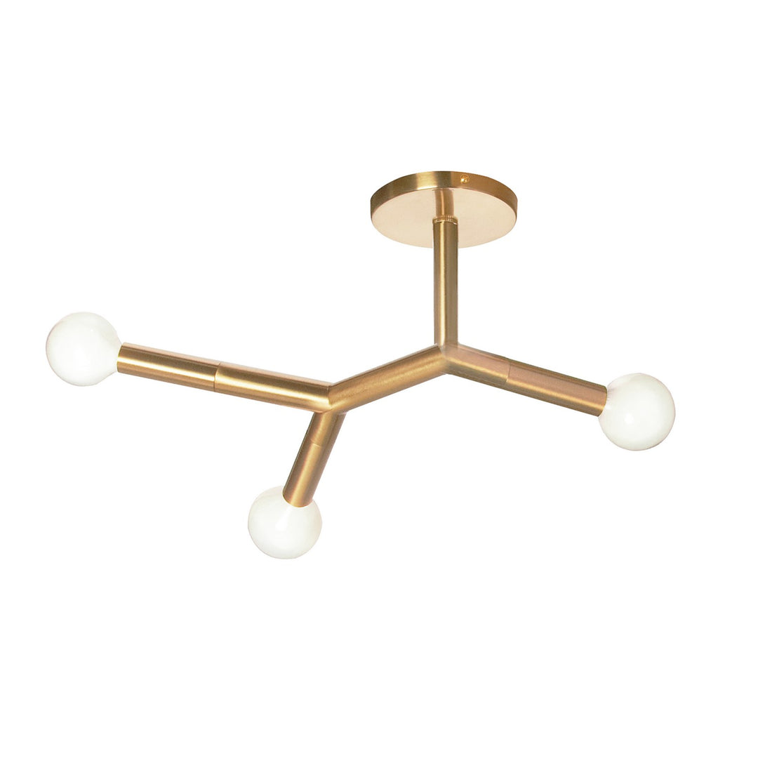 Morgan Three Light Semi Flush Mount in Aged Brass - available from The Lighting Shoppe, trusted by Canadian homeowners