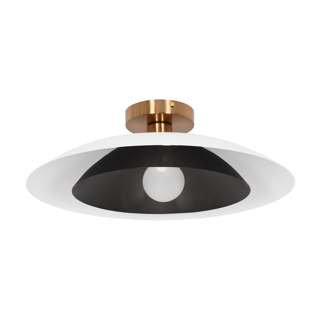 Pima One Light Semi-Flush Mount in Matte White & Matte Black - available from The Lighting Shoppe, trusted by Canadian homeowners
