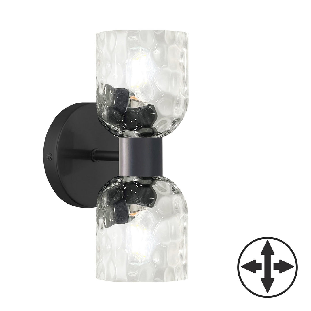 Vallora Two Light Wall Sconce in Matte Black - available from The Lighting Shoppe, trusted by Canadian homeowners
