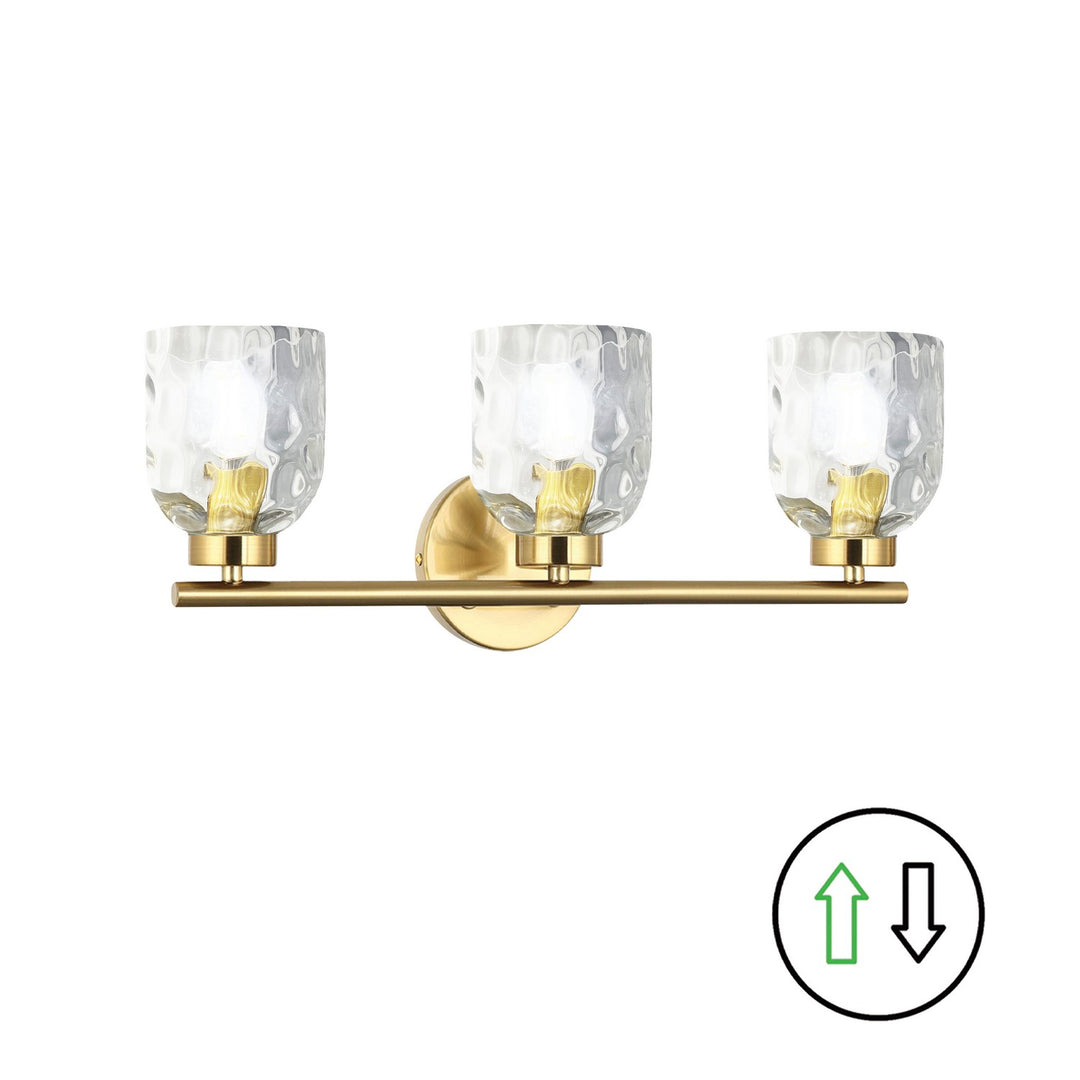 Vallora Three Light Vanity in Aged Brass - available from The Lighting Shoppe, trusted by Canadian homeowners