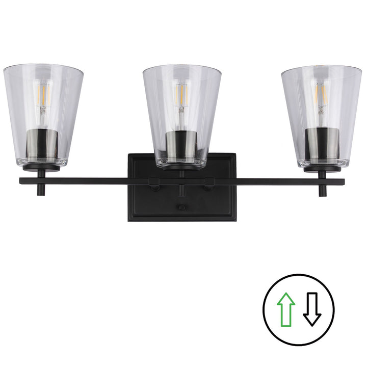 Wenda Three Light Vanity in Clear - available from The Lighting Shoppe, trusted by Canadian homeowners