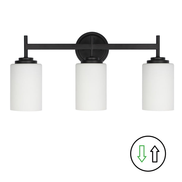 Wynona Three Light Vanity in Opal White - available from The Lighting Shoppe, trusted by Canadian homeowners