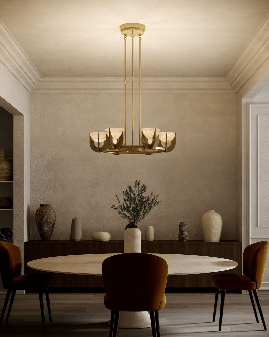 Alora Canada - CH362423VBAR-UNV - LED Chandelier - Colette - Vintage Brass/Alabaster