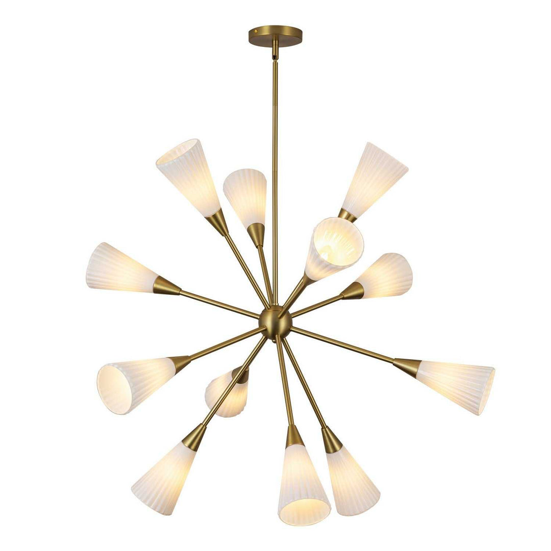 Alora Canada - CH462039BGGR - 12 Light Chandelier - Cosmo - Brushed Gold/Glossy Ribbed Opal Glass