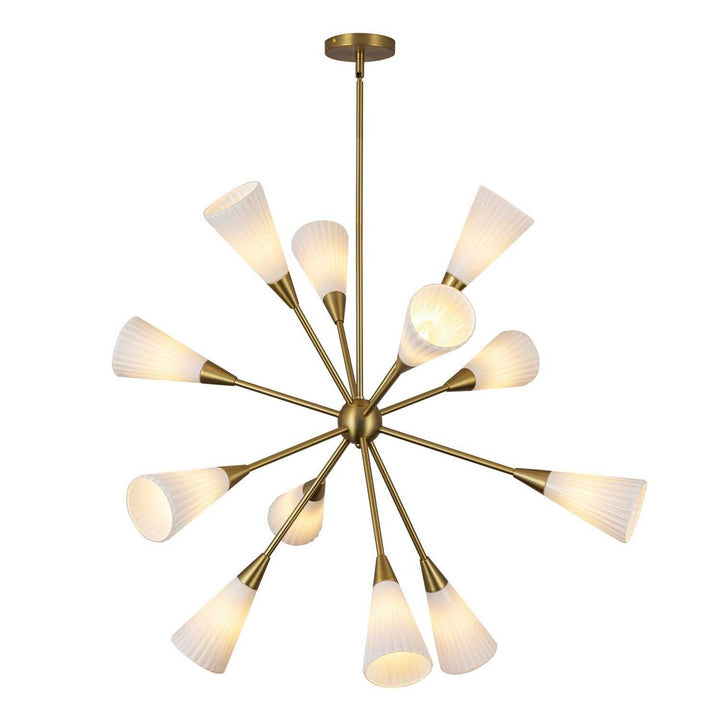Alora Canada - CH462039BGGR - 12 Light Chandelier - Cosmo - Brushed Gold/Glossy Ribbed Opal Glass