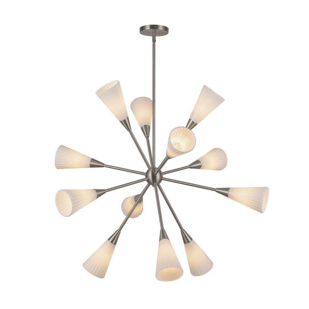 Alora Canada - CH462039BNGR - 12 Light Chandelier - Cosmo - Brushed Nickel/Glossy Ribbed Opal Glass