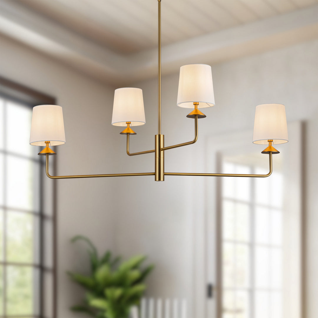 Alora Canada - CH497445BGWL - Four Light Chandelier - Bridgette - Brushed Gold/White Linen