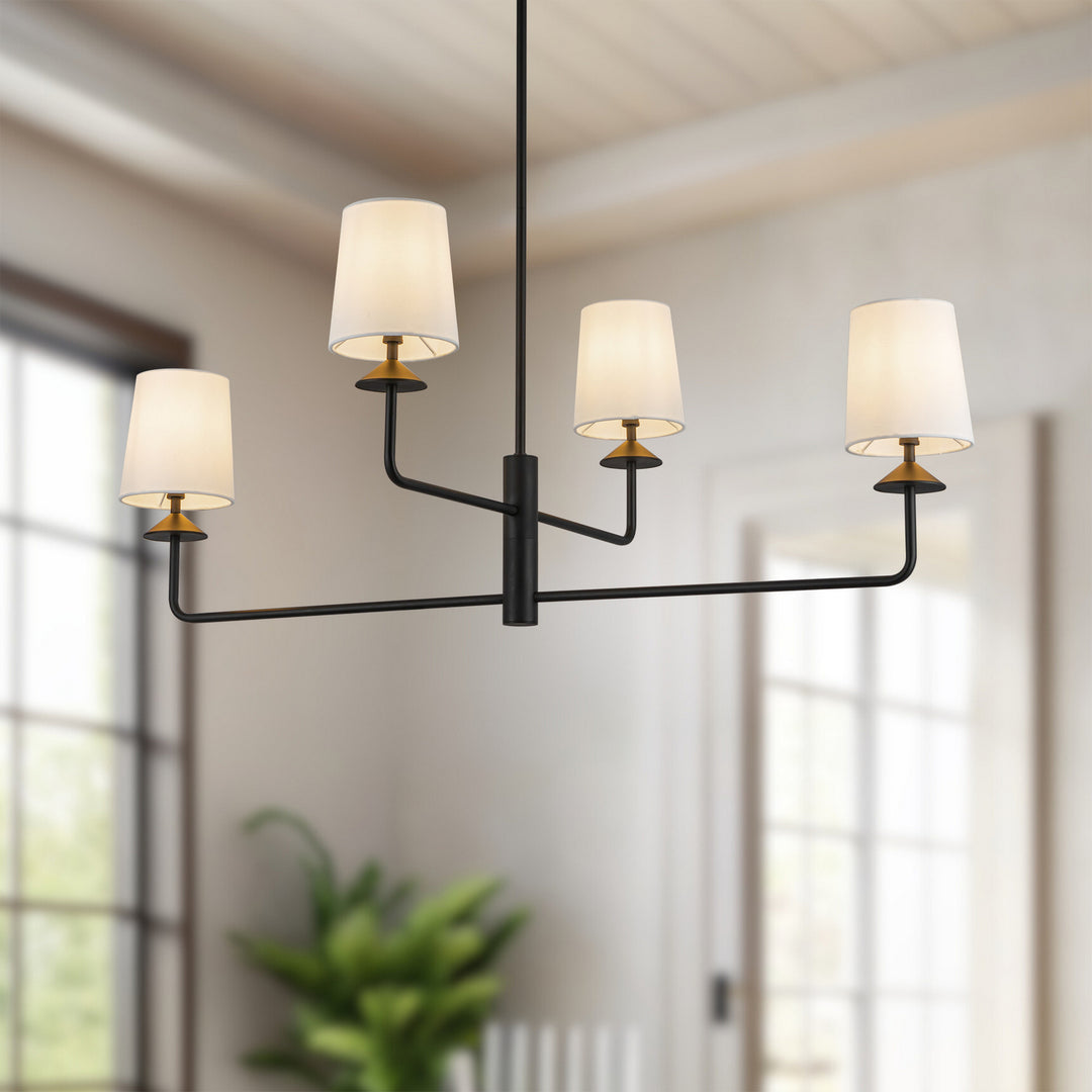 Alora Canada - CH497445MBWL - Four Light Chandelier - Bridgette - Matte Black/White Linen