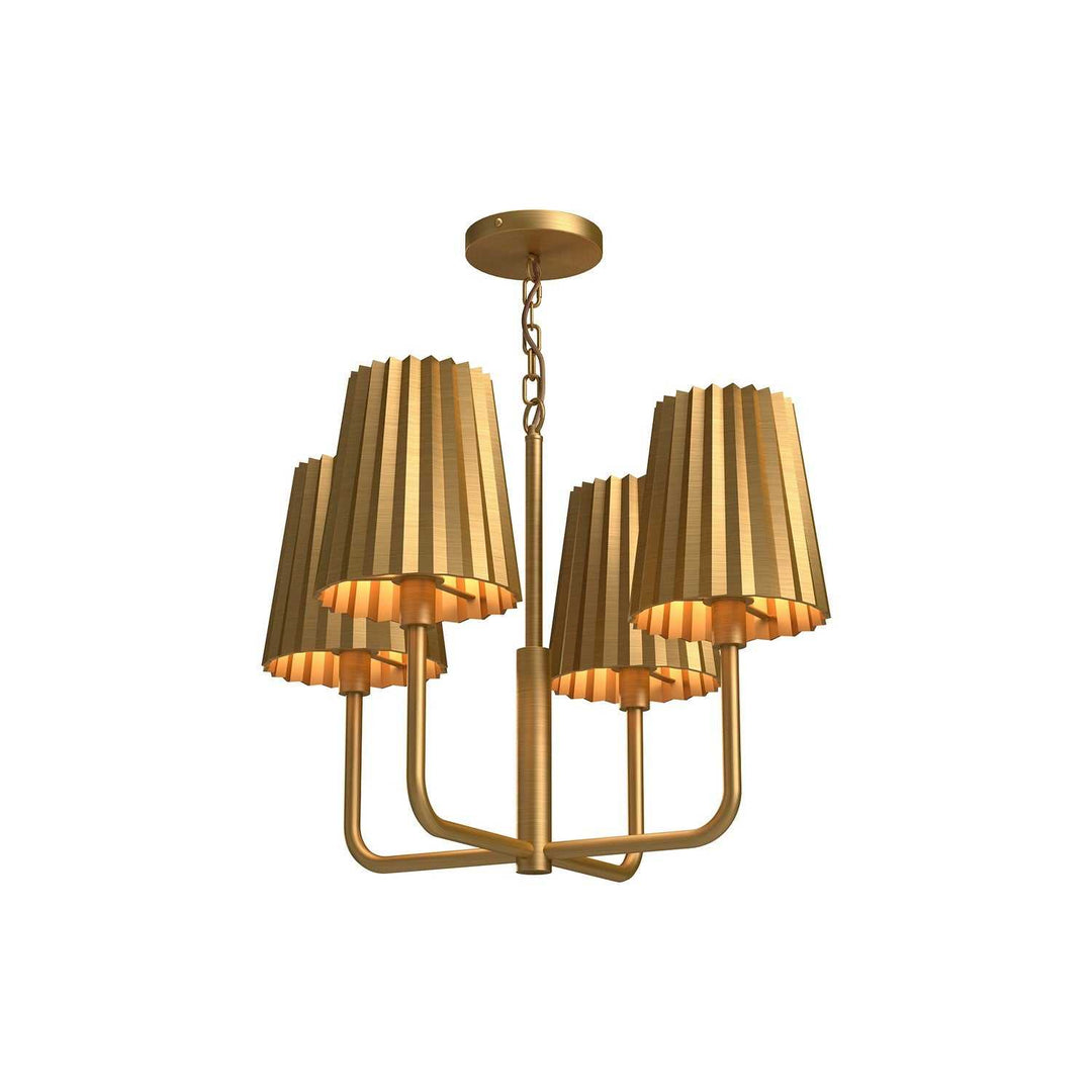 Alora Canada - CH528423AG - Four Light Chandelier - Plisse - Aged Gold