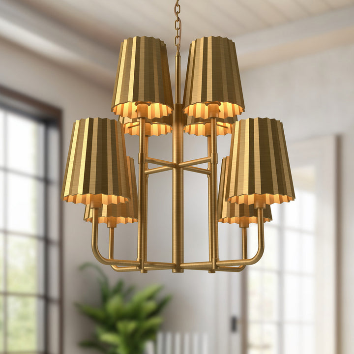 Alora Canada - CH528830AG - Eight Light Chandelier - Plisse - Aged Gold