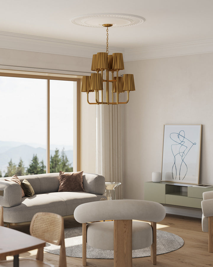 Alora Canada - CH528830AG - Eight Light Chandelier - Plisse - Aged Gold