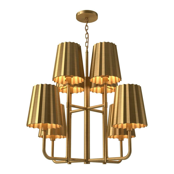 Alora Canada - CH528830AG - Eight Light Chandelier - Plisse - Aged Gold
