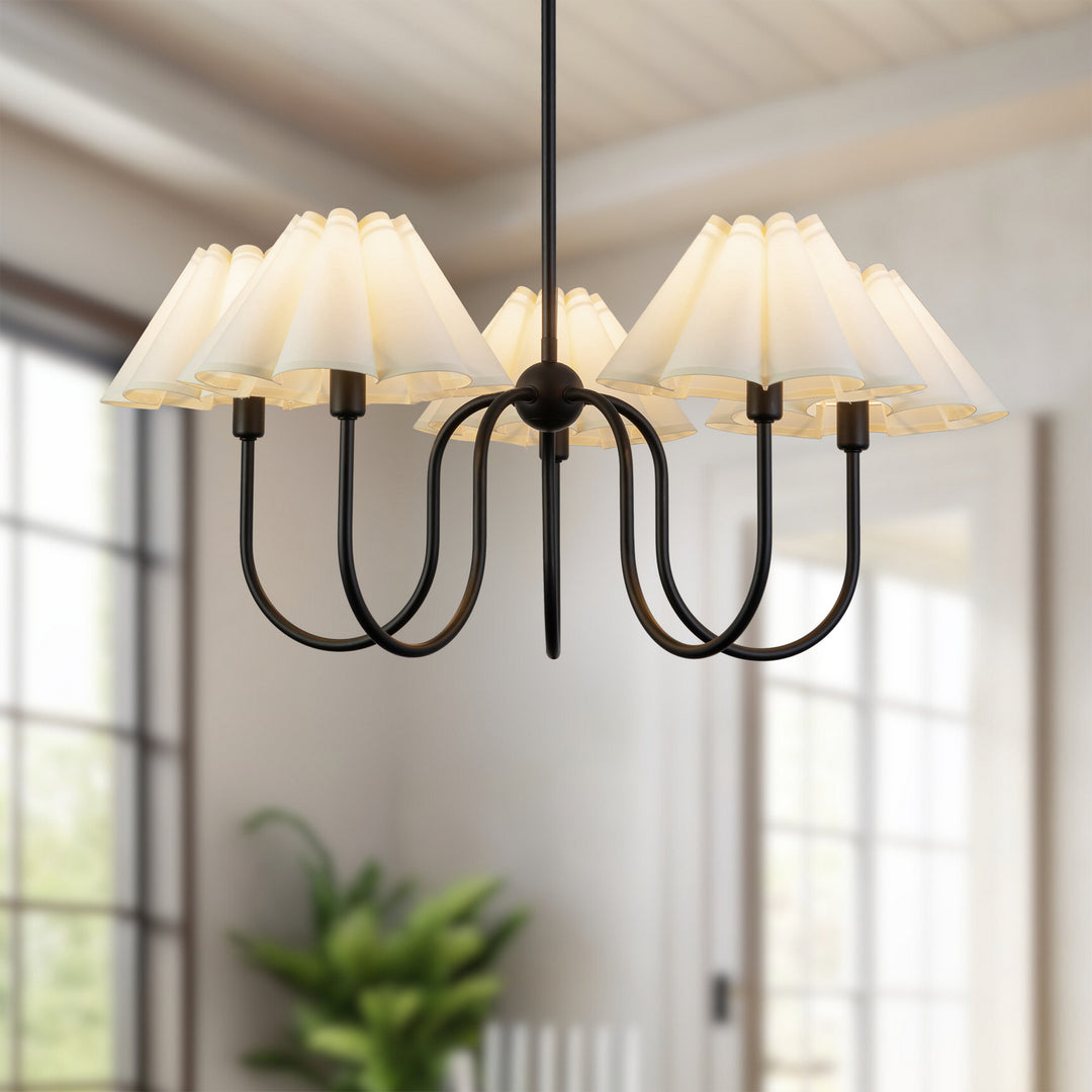 Alora Canada - CH610530MBFW - Five Light Chandelier - Rosemary - Matte Black/Folded White