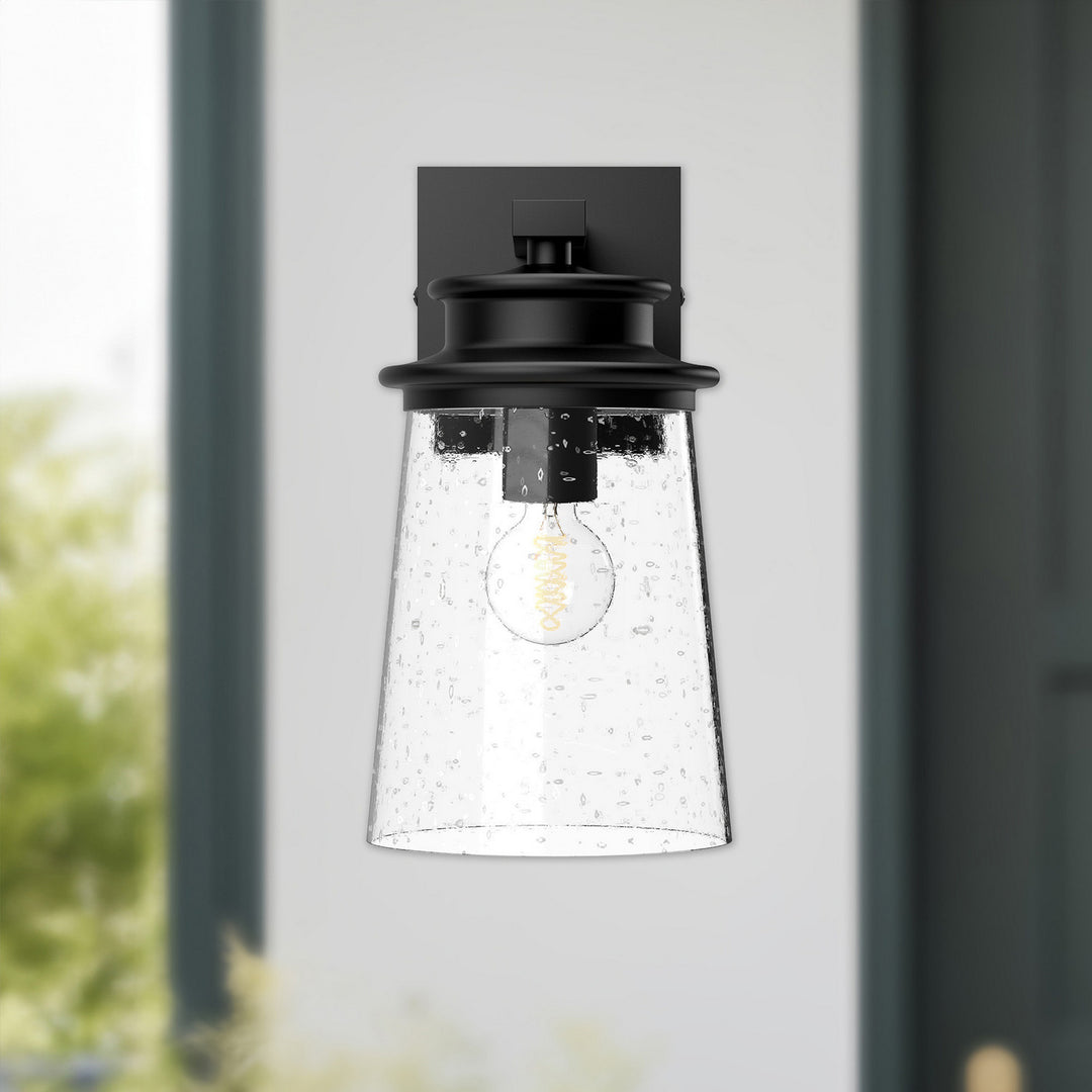 Alora Canada - EW533006BKCB - One Light Exterior Wall Mount - Quincy - Clear Bubble Glass/Textured Black