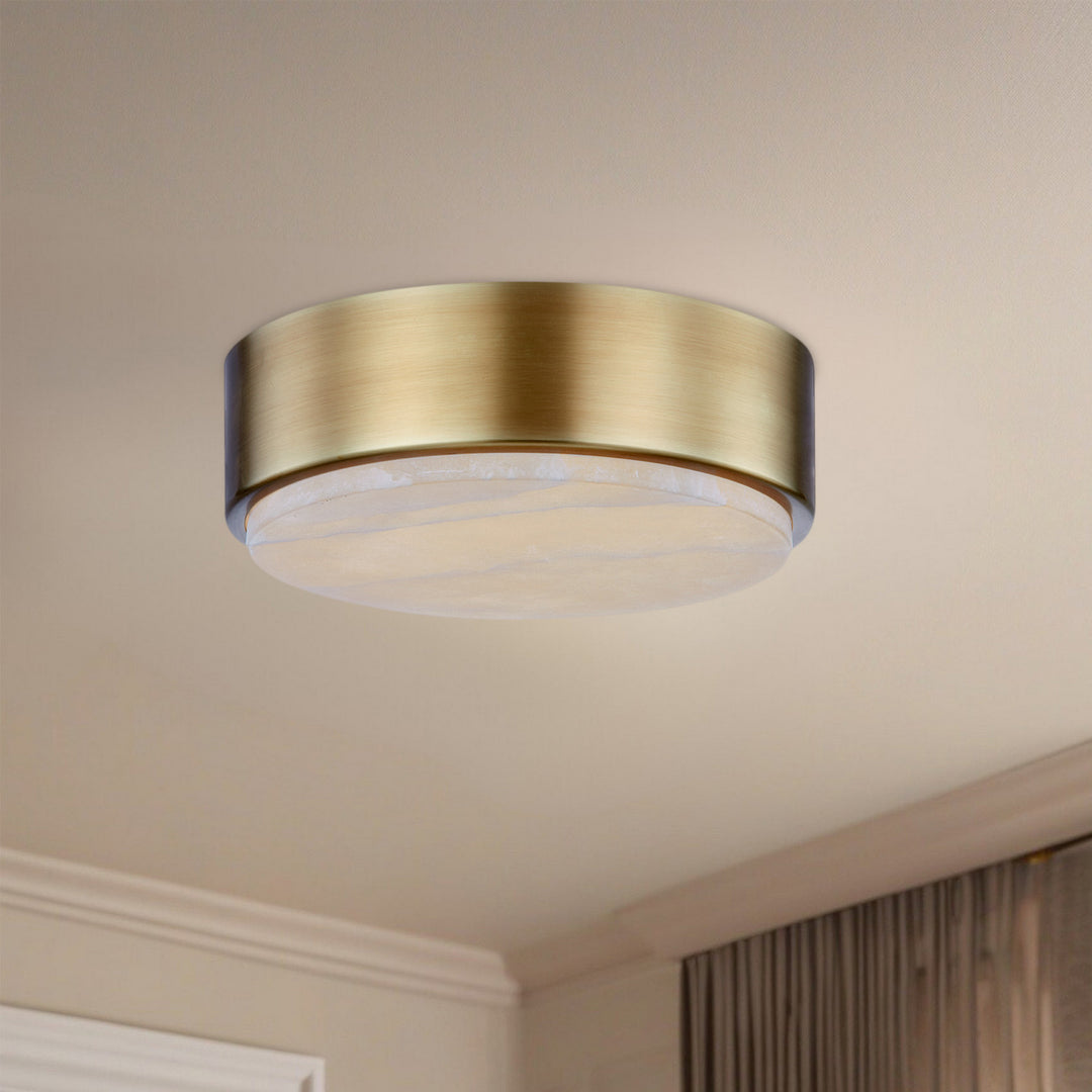 Alora Canada - FM325108VBAR-5CCT - LED Flush Mount - Blanco - Vintage Brass/Alabaster
