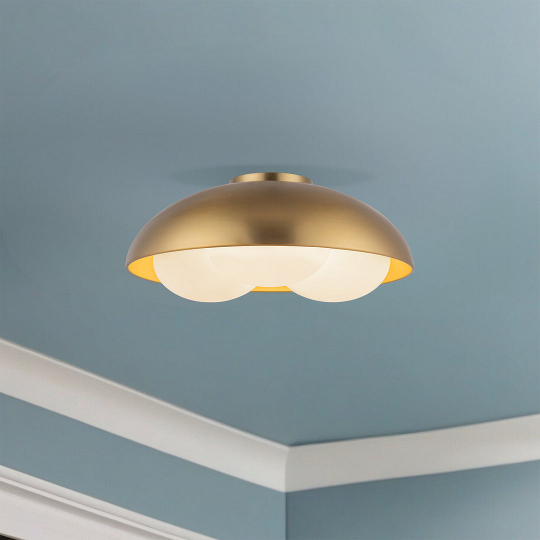 Alora Canada - FM495316BGOP - Three Light Flush Mount - Robyn - Brushed Gold/Opal Glass