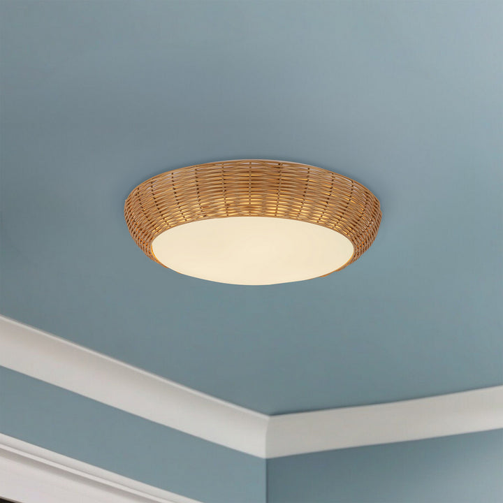 Alora Canada - FM511217RA - Three Light Flush Mount - Merida - Rattan