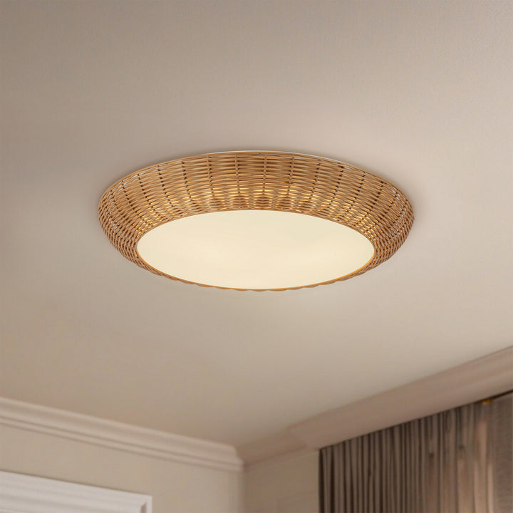Alora Canada - FM511421RA - Three Light Flush Mount - Merida - Rattan