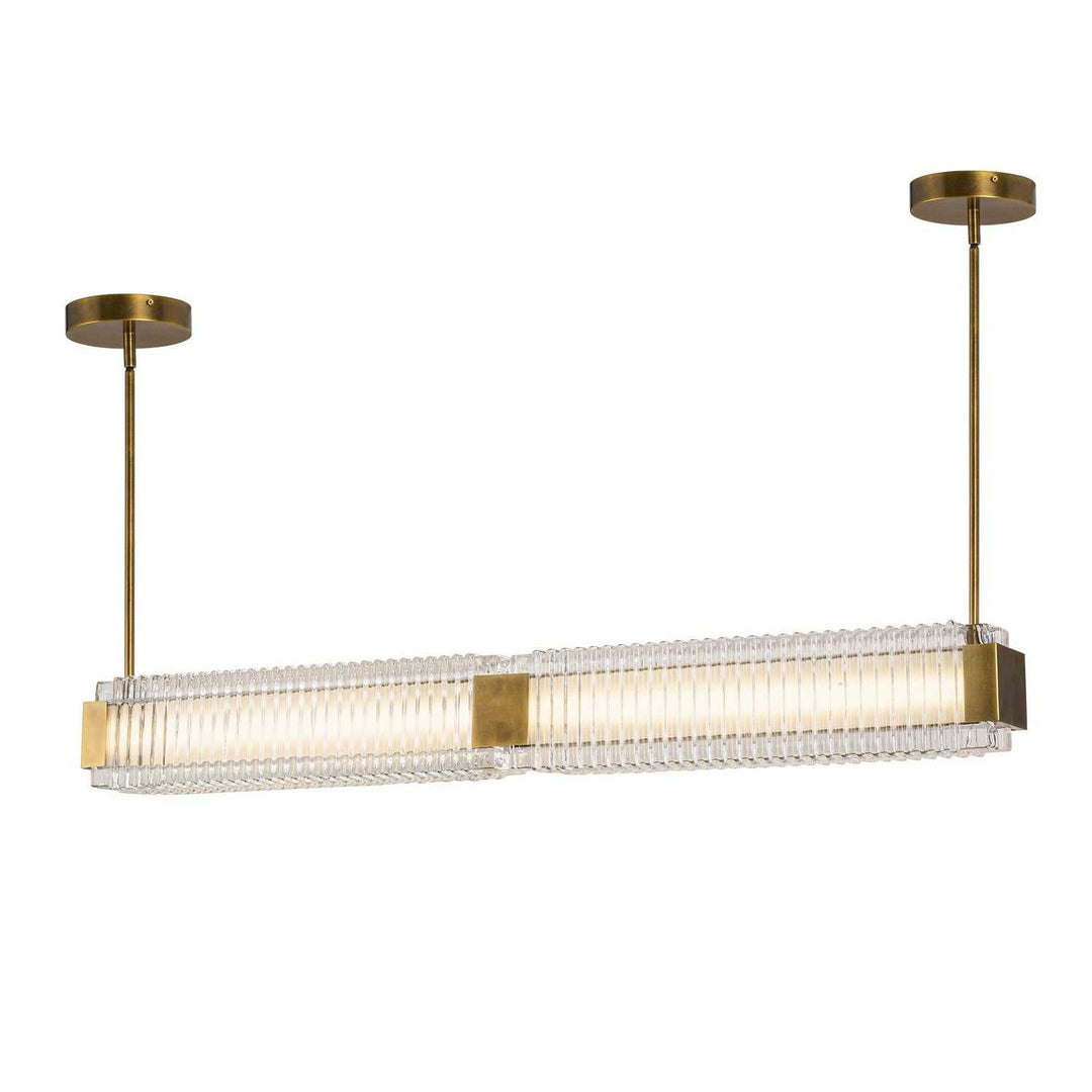 Alora Canada - LP374247VBCR-UNV - LED Linear Pendant - Alai - Vintage Brass/Ribbed Glass