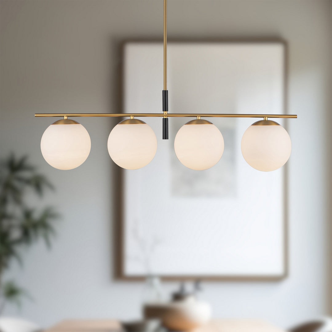 Alora Canada - LP421437BGOP - Four Light Linear Pendant - Zuri - Brushed Gold/Opal Glass
