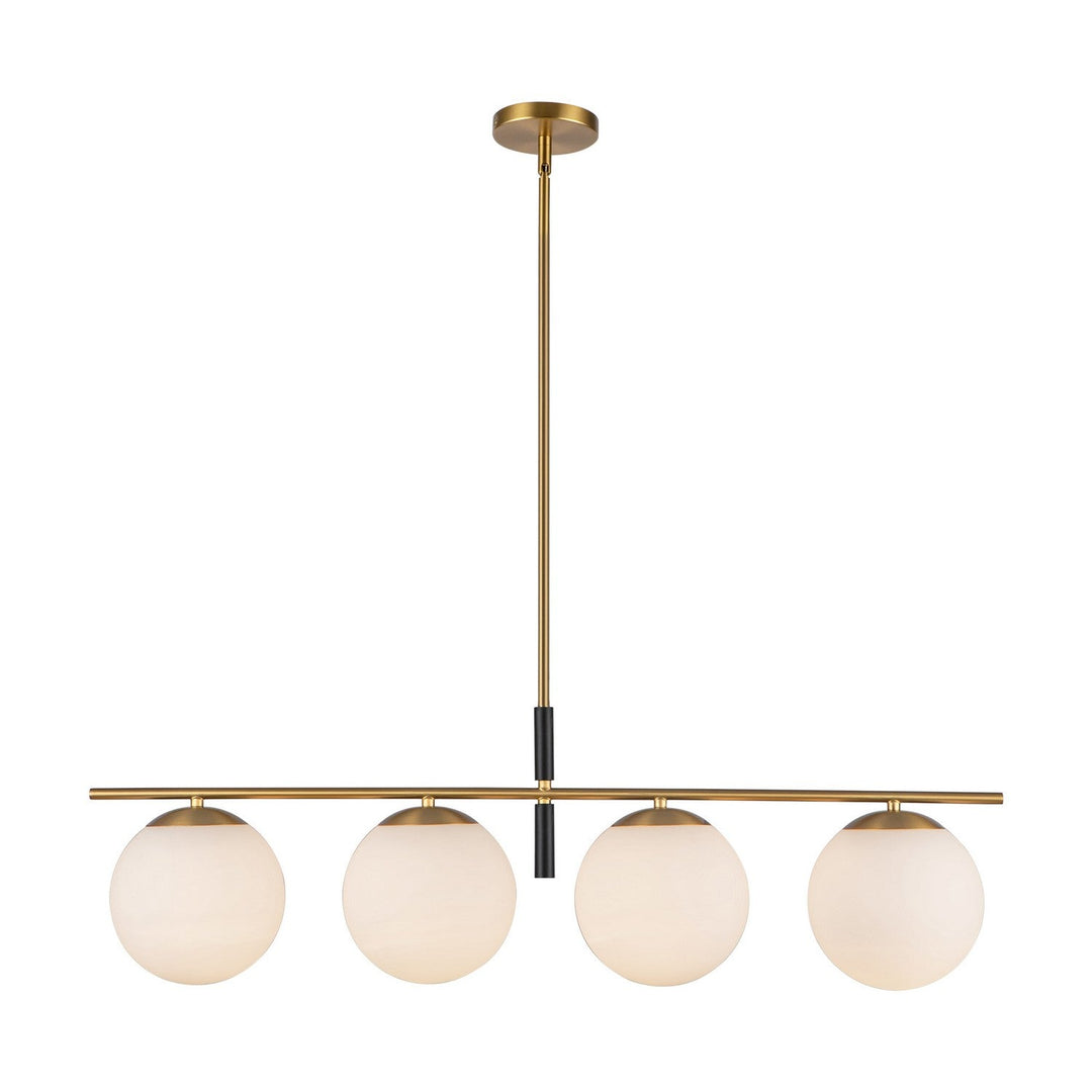 Alora Canada - LP421437BGOP - Four Light Linear Pendant - Zuri - Brushed Gold/Opal Glass