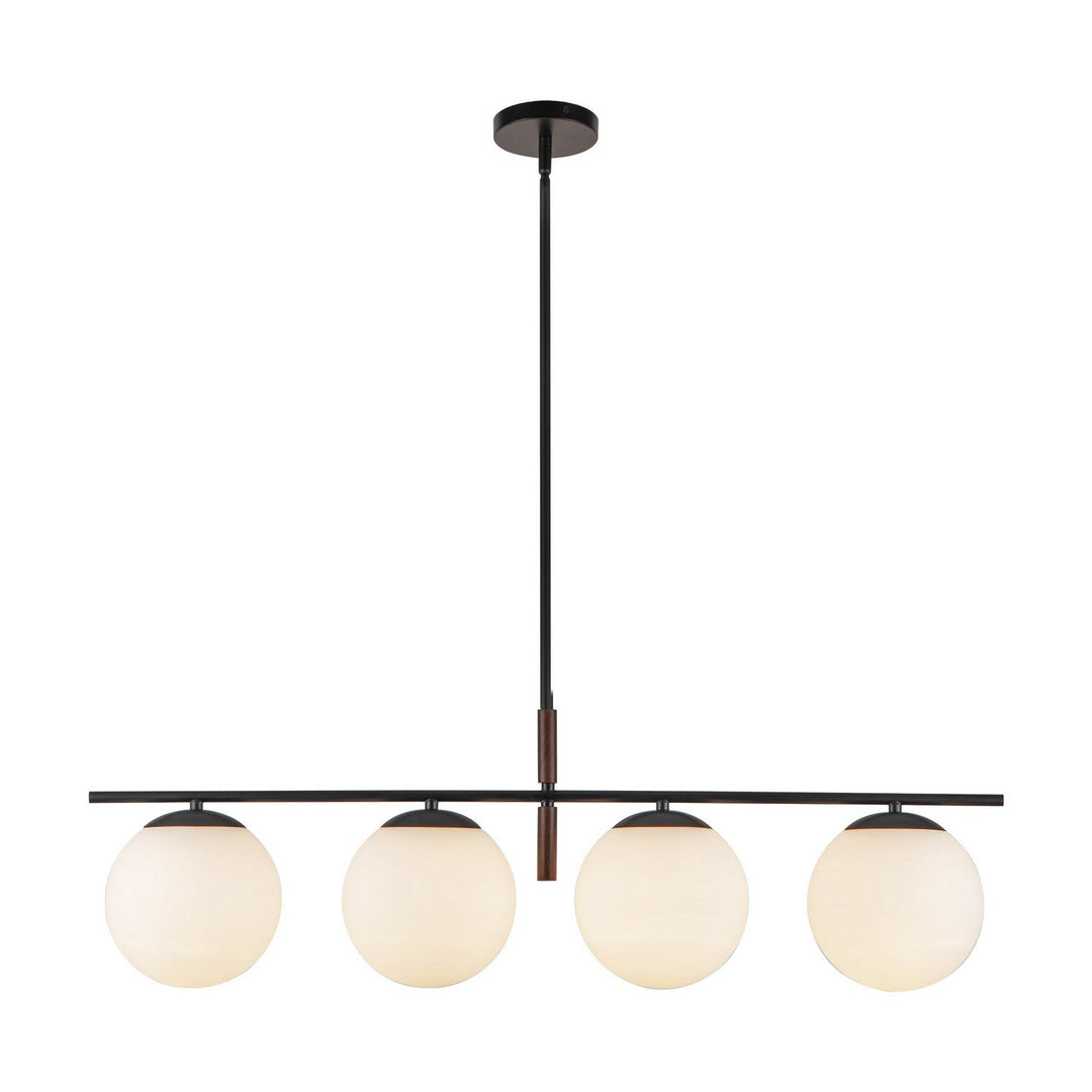 Alora Canada - LP421437MBOP - Four Light Linear Pendant - Zuri - Matte Black/Opal Glass