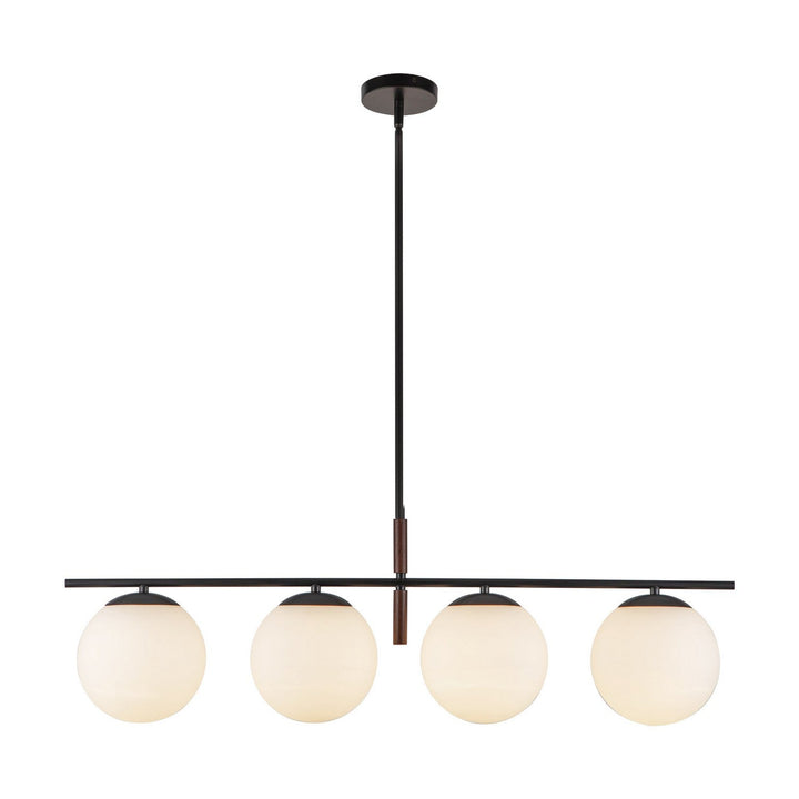 Alora Canada - LP421437MBOP - Four Light Linear Pendant - Zuri - Matte Black/Opal Glass