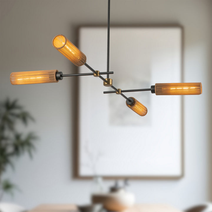 Alora Canada - LP491452MBTJ - Four Light Linear Pendant - Colby - Matte Black/Tan Jute