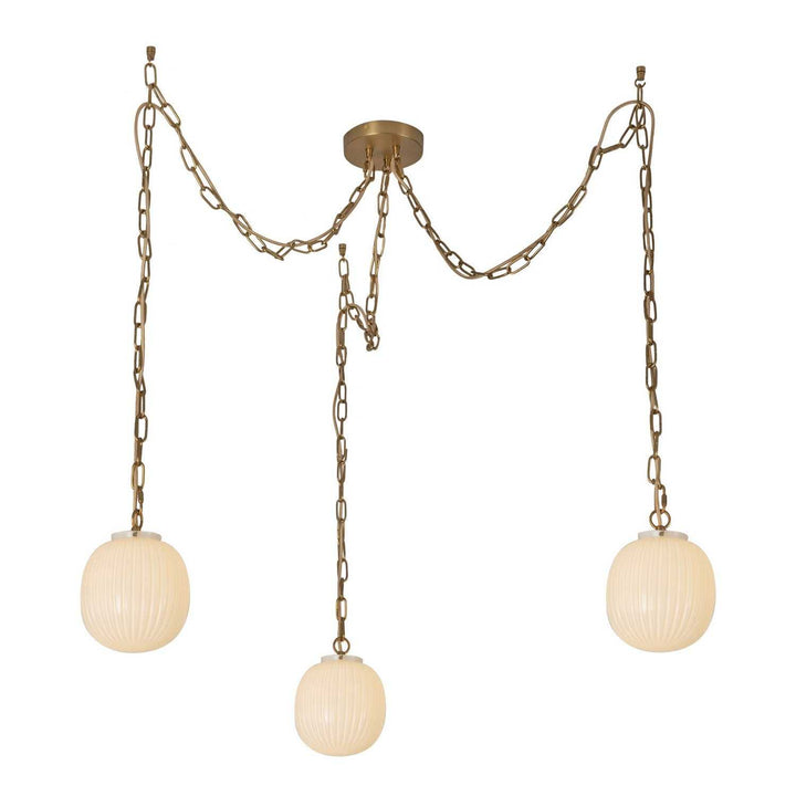 Alora Canada - MP579707BGGR - Three Light Pendant - Cherise - Brushed Gold/Glossy Ribbed Opal Glass