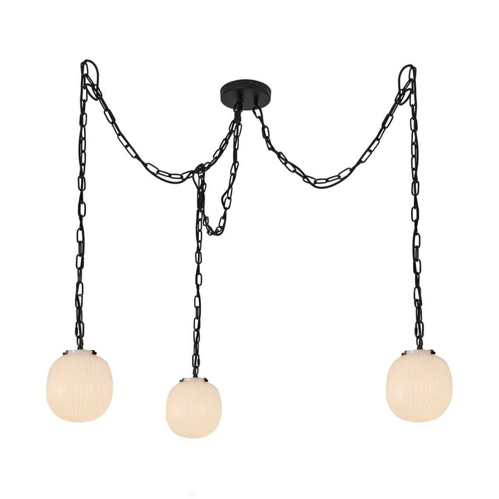 Alora Canada - MP579707MBGR - Three Light Pendant - Cherise - Matte Black/Glossy Ribbed Opal Glass