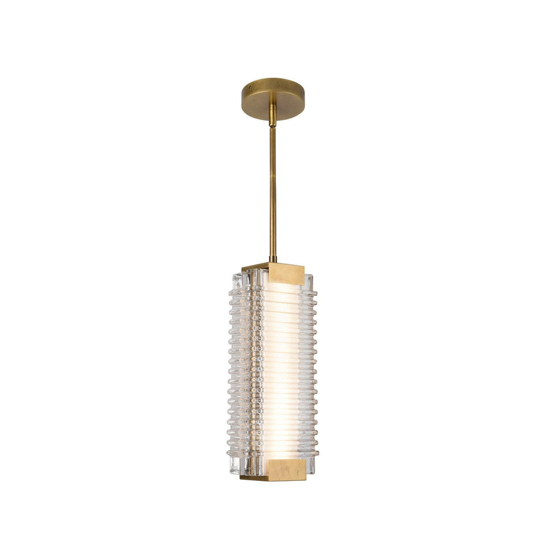 Alora Canada - PD374316VBCR-UNV - LED Pendant - Alai - Vintage Brass/Ribbed Glass